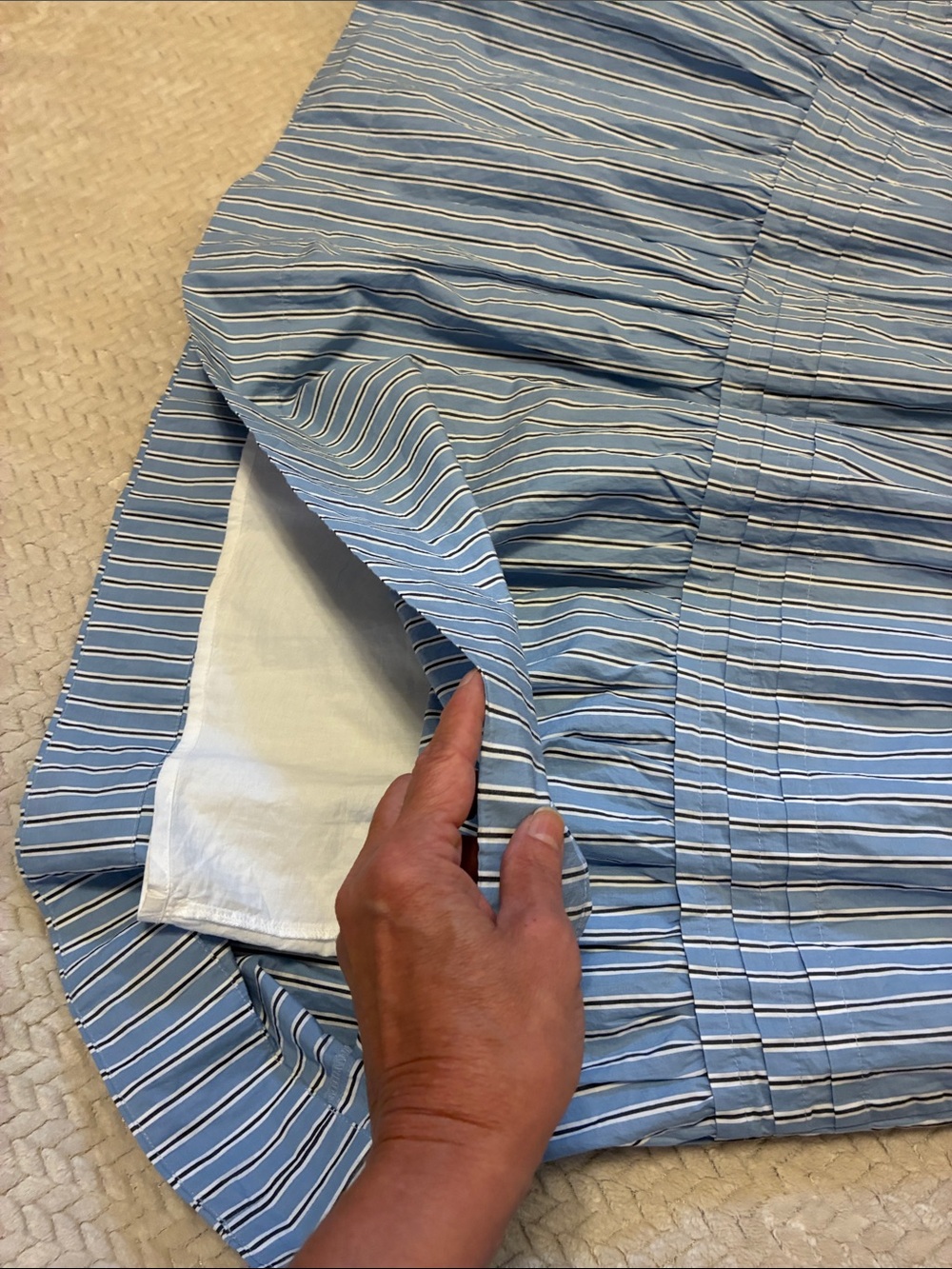 Quince Blue and White Striped Tiered Maxi Skirt - Picture 5 of 8